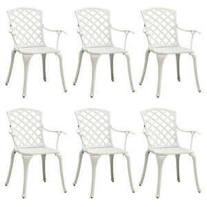 vidaXL Sillas de jard&iacute;n 6 unidades aluminio fundido blanco