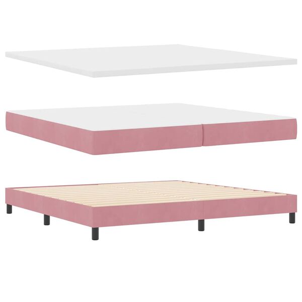 vidaXL Cama tipo Box Spring con colch&oacute;n Rosa 200 x 200 cm Terciopelo