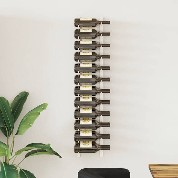 vidaXL Botellero de pared para 24 botellas hierro blanco