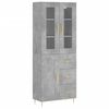 vidaXL Aparador alto madera contrachapada gris hormig&oacute;n 69,5x34x180 cm