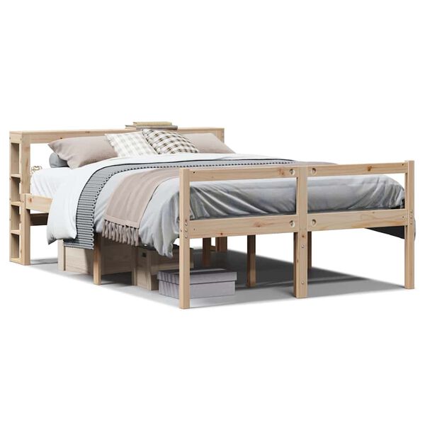 vidaXL Cama para personas mayores con cabecero madera maciza 160x200cm