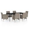 vidaXL Juego de comedor de jard&iacute;n 7 piezas con cojines beige y negro