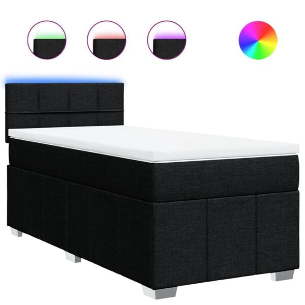 vidaXL Cama box spring con colchón tela negro 90x190 cm