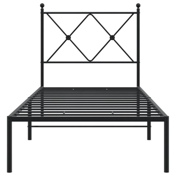 vidaXL Estructura cama sin colchón con cabecero metal negro 80x200 cm