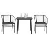 vidaXL Set comedor jard&iacute;n 3 pzas cojines rat&aacute;n sint&eacute;tico vidrio negro