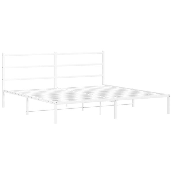 vidaXL Estructura cama sin colch&oacute;n con cabecero metal blanco 180x200cm