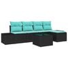 vidaXL Conjunto de sof&aacute; de jard&iacute;n 5 uds. Negro y Turquesa