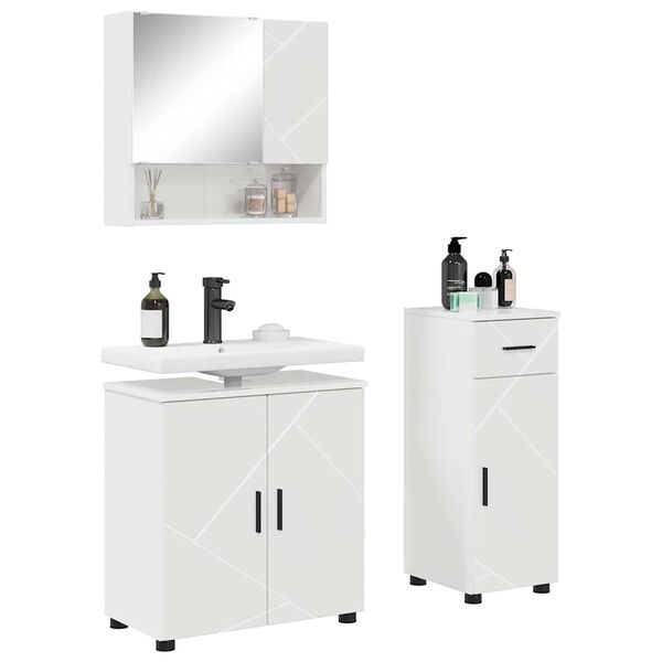 vidaXL Juego de muebles de ba&ntilde;o con caj&oacute;n con puerta 3 pcs brillante
