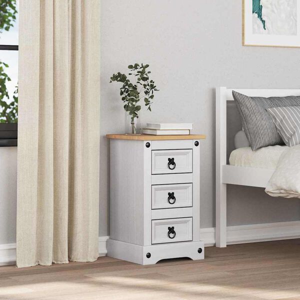 vidaXL Mesita de Noche 35 x 32,5 x 58 cm Madera de pino macizo