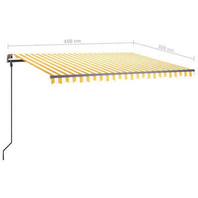 vidaXL Toldo manual retráctil con LED amarillo y blanco 4,5x3 m