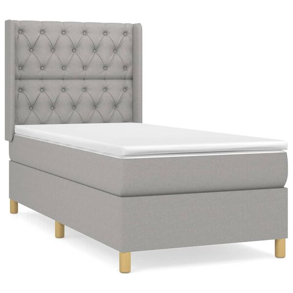 vidaXL Cama box spring con colch&oacute;n tela gris claro 80x200 cm