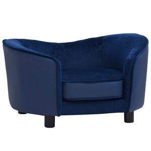 vidaXL Sof&aacute; para perros felpa y cuero sint&eacute;tico azul 69x49x40 cm