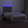 vidaXL Cama box spring con colch&oacute;n y LED tela gris taupe 120x190 cm