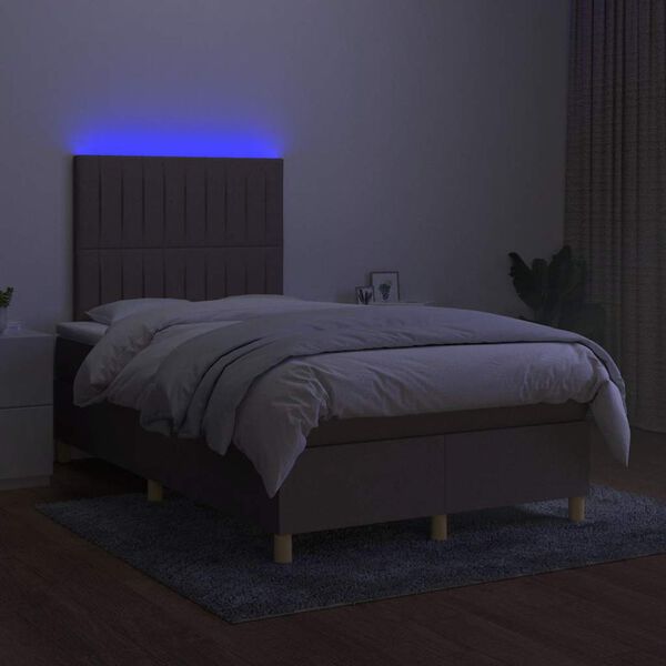 vidaXL Cama box spring con colch&oacute;n y LED tela gris taupe 120x190 cm