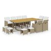 vidaXL Set comedor de jard&iacute;n 13 piezas y cojines rat&aacute;n sint&eacute;tico beige