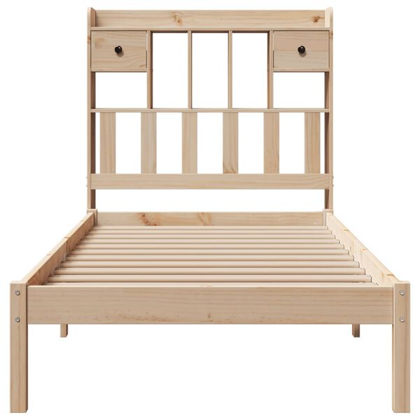 vidaXL Cama con estantería sin colchón madera maciza de pino 90x190 cm