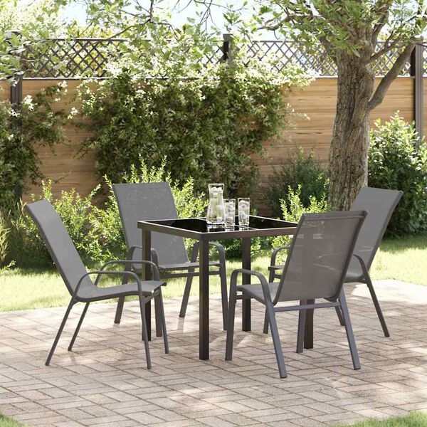 vidaXL Conjunto de Comedor de Jard&iacute;n 5 pcs Gris y Negro