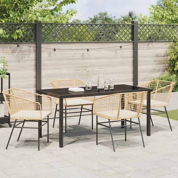 vidaXL Conjunto de Comedor de Jard&iacute;n 5 pcs Marr&oacute;n rat&aacute;n sint&eacute;tico
