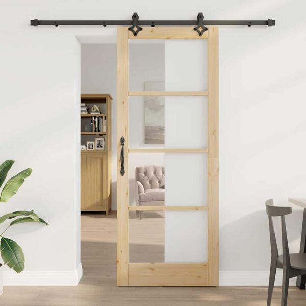 vidaXL Puerta Corredera ORKDAL Natural y negro 83 x 211 cm