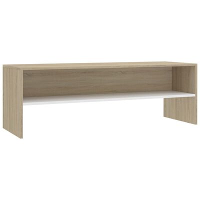 vidaXL Mueble de TV madera contrachapada blanco y roble 120x40x40cm