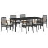 vidaXL Conjunto de Comedor de Jard&iacute;n 7 uds. Negro Rat&aacute;n