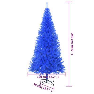 vidaXL Árbol de Navidad artificial con soporte PVC azul 240 cm
