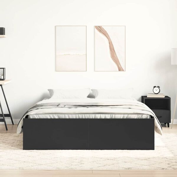 vidaXL Estructura de cama doble sin colchón negro 150x200 cm