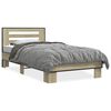 vidaXL Estructura cama madera ingenier&iacute;a metal roble Sonoma 75x190 cm