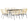vidaXL Juego de comedor de jard&iacute;n 7 pzas con cojines rat&aacute;n PE marr&oacute;n