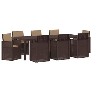 vidaXL Conjunto de Comedor de Jard&iacute;n 9 uds. Marr&oacute;n y Topo PP