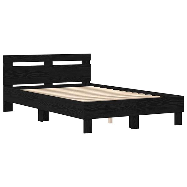 vidaXL Estructura de cama con cabecera Roble negro 120 x 190 cm