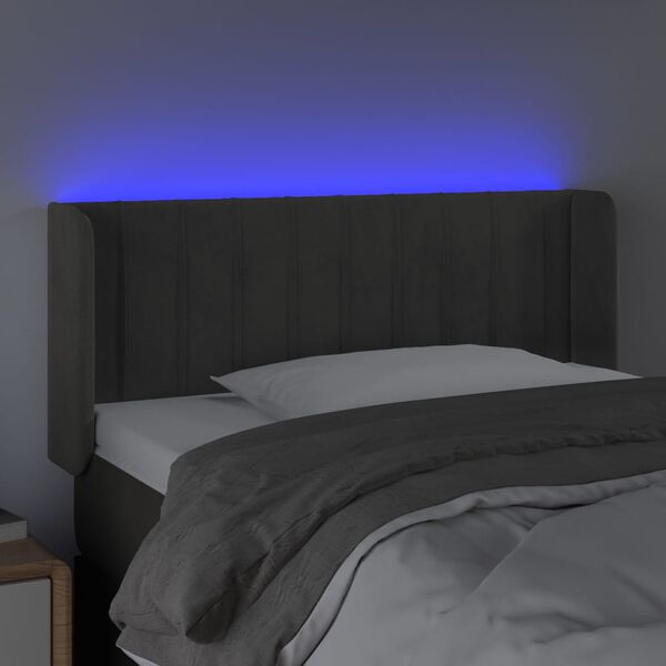 vidaXL Cabecero con LED de terciopelo gris oscuro 83x16x78/88 cm
