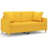 vidaXL Sof&aacute; 2 plazas con almohadas y cojines tela amarillo claro 140cm