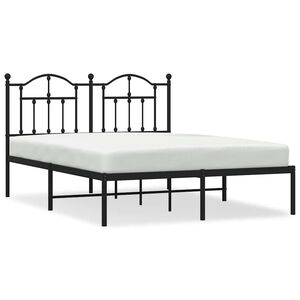 vidaXL Estructura cama sin colch&oacute;n con cabecero metal negro 135x190 cm