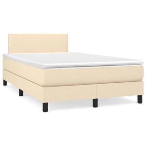 vidaXL Cama box spring con colch&oacute;n tela color crema 120x200 cm