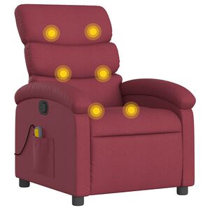 vidaXL Sillón de masaje reclinable de tela color vino tinto