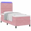 vidaXL Cama Box Spring LED con colch&oacute;n Rosa 80 x 200 cm tela