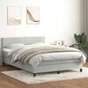 vidaXL Cama box spring con colch&oacute;n y LED terciopelo gris claro 160x210 cm
