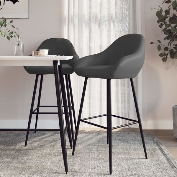 vidaXL Taburetes de barra de cocina 2 unidades cuero sintético gris