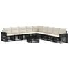 vidaXL Conjunto de sof&aacute;s de jard&iacute;n 10 uds. Negro y Blanco Crema