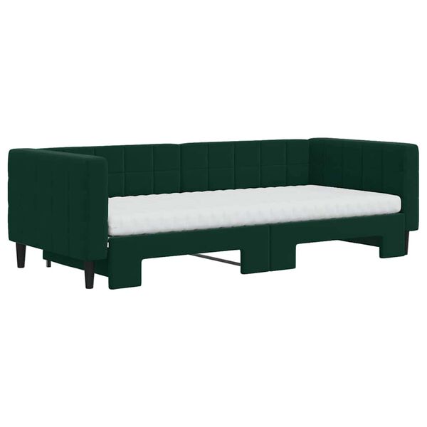 vidaXL Sof&aacute; cama nido con colch&oacute;n terciopelo verde oscuro 90x200 cm