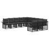 vidaXL Conjunto de sof&aacute;s de exterior 11 uds. Negro y Gris oscuro