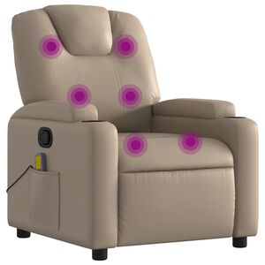 vidaXL Sill&oacute;n de masaje reclinable cuero sint&eacute;tico color capuchino