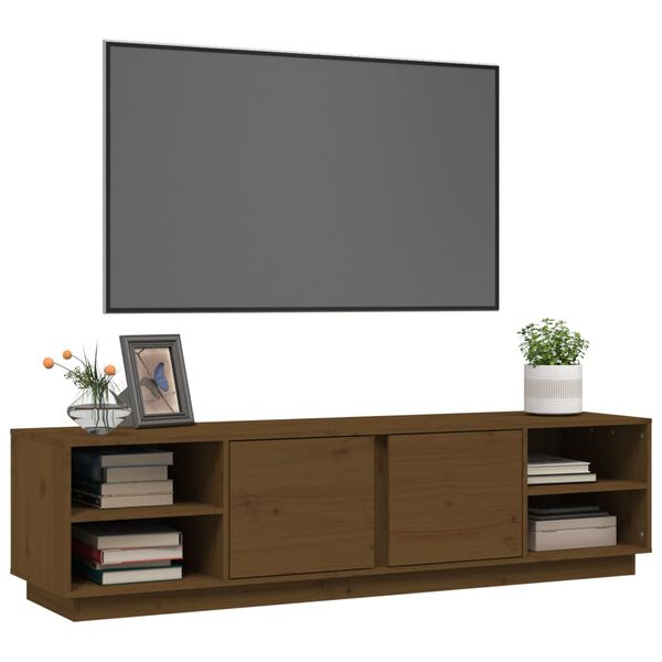 vidaXL Mueble de TV madera maciza de pino marrón miel 156x40x40 cm