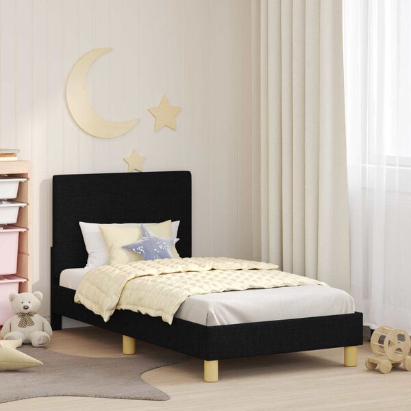 vidaXL Cama para niños con cabecero Negro 80 x 160 cm tela