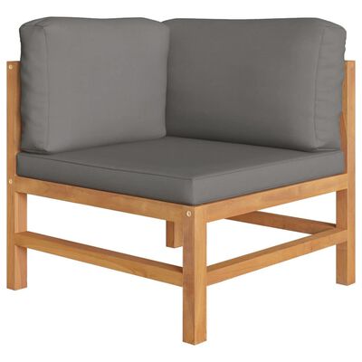 vidaXL Set de muebles de jardín 9 pzas madera de teca y cojines gris