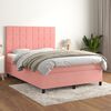 vidaXL Cama box spring con colch&oacute;n terciopelo rosa 140x200 cm