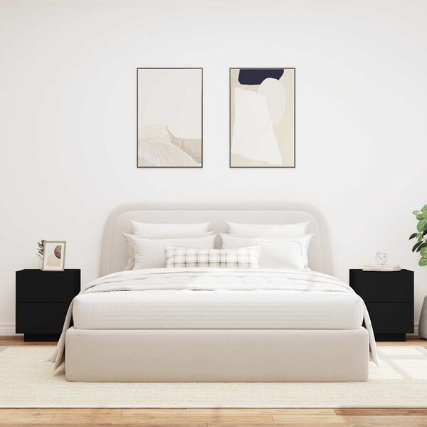 vidaXL Mesitas de noche con luces LED 2 uds madera ingeniería negra