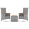 vidaXL Juego muebles jard&iacute;n 3 pzas madera acacia rat&aacute;n sint&eacute;tico gris