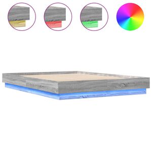 vidaXL Estructura de cama con luces LED gris Sonoma 140x200 cm